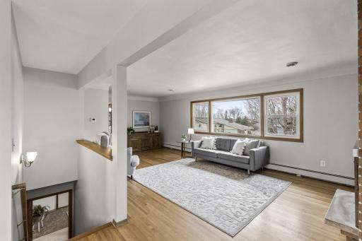 Main floor living room with gorgeous hardwood floors