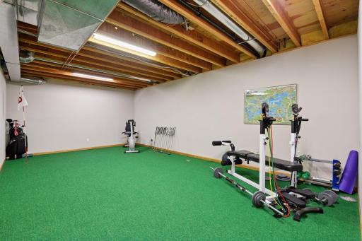 Golf/exercise room, complete with holes in the floor.