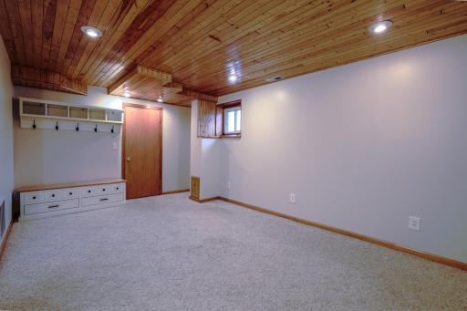 Lower level family room - facing door to garage.