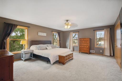 The primary suite is large and spacious with 2 separate walk-in closets and a full private bathroom.