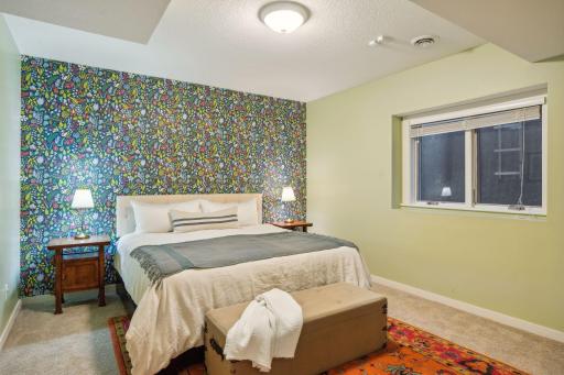 Fifth bedroom on lower level adjacent to 3/4 bathroom.