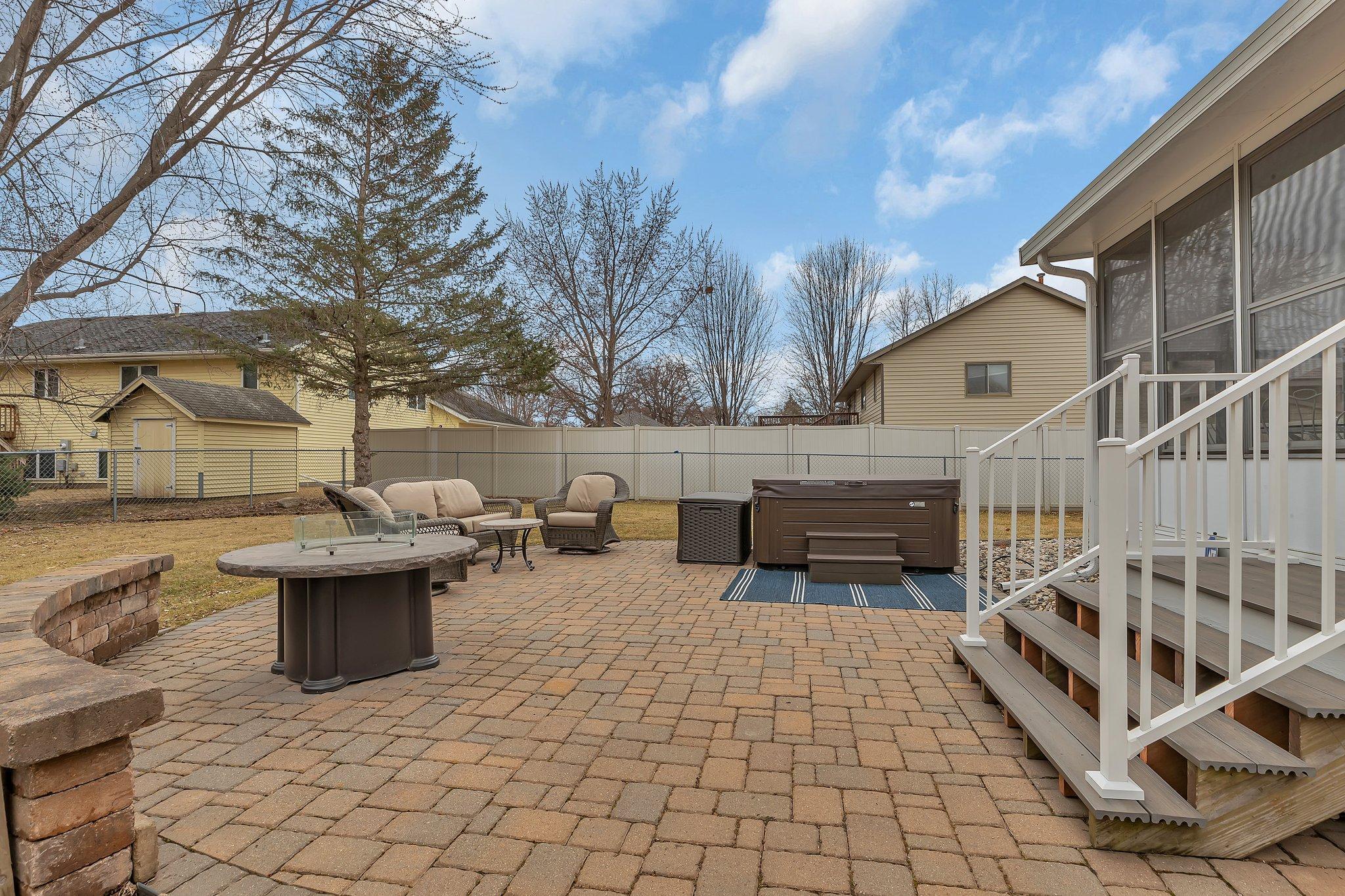 Paver Patio, Seating Wall and Hot Tub