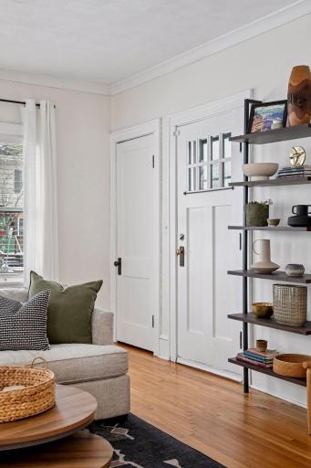 Main level living room with a large closet for jackets or storage