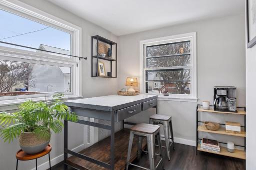 Main level eat in kitchen perfect for quick meals or an added workspace