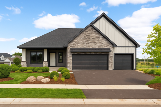 Home does include sod and irrigation! It is not installed yet. Photo is photoshopped to show potential. shrubs etc are extra.