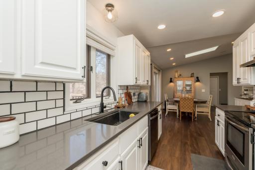 A lot of natural lighting with the kitchen window, deck door and skylight