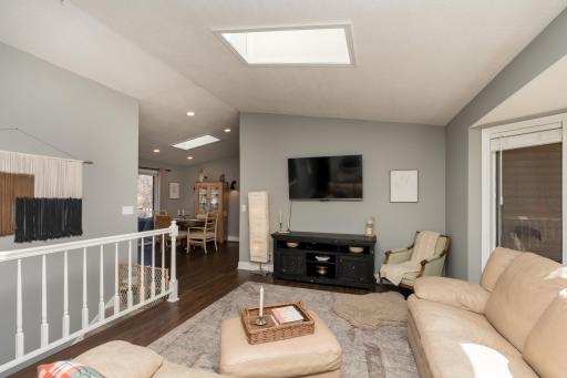 Main floor living area and views into the dining room