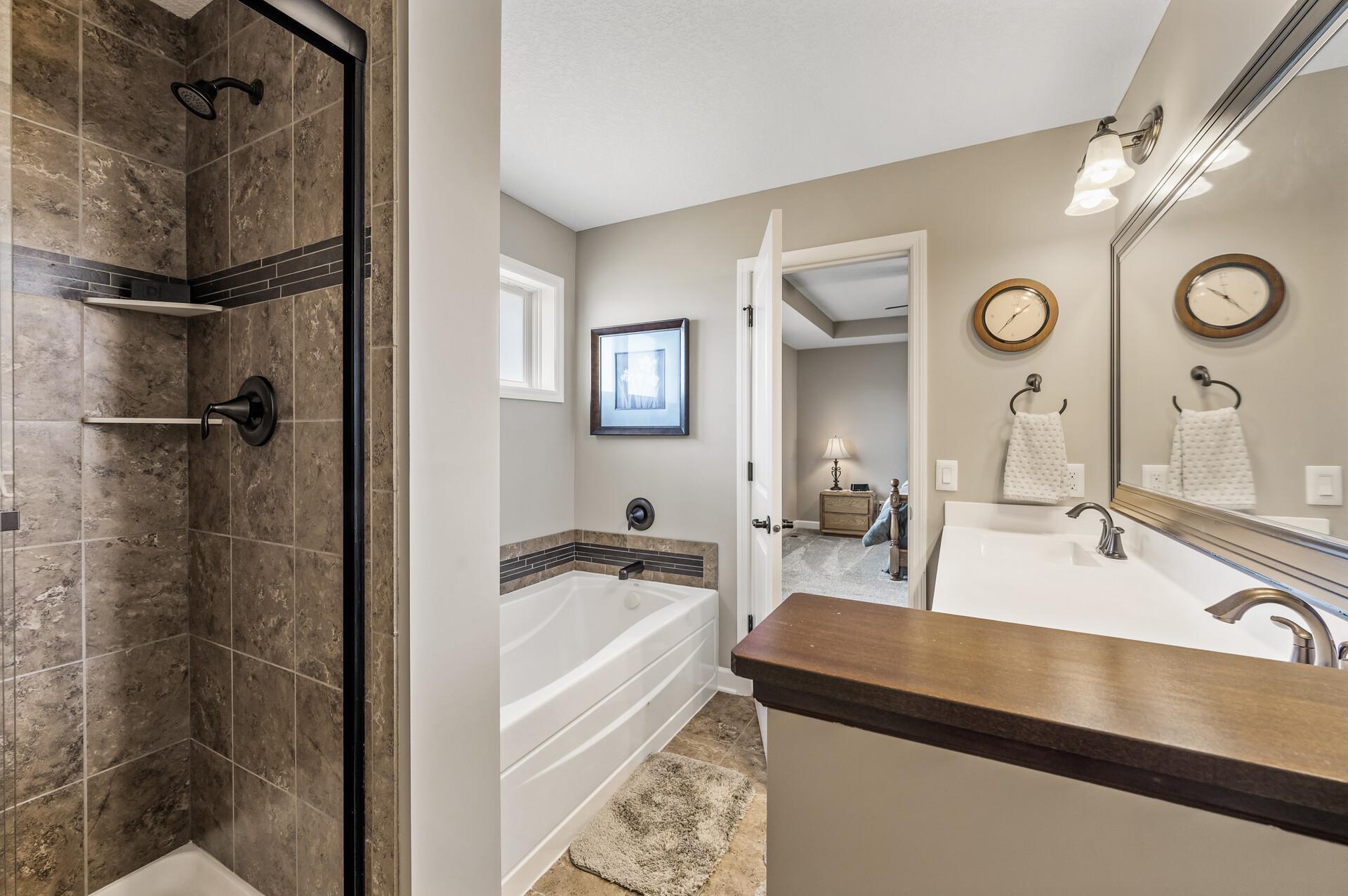 Beautifully tiled shower.