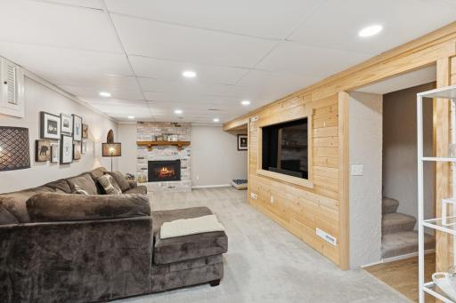Lower Level family room with gas fireplace