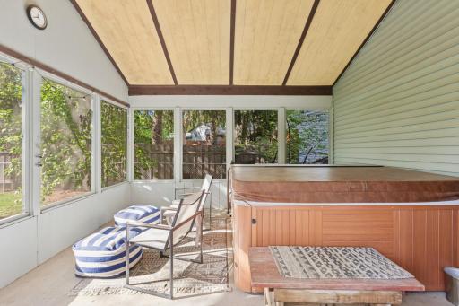 3 season porch with hot tub