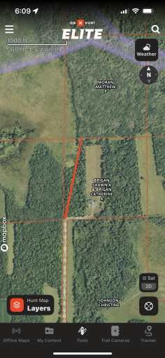 Red line shows approximate easement location.