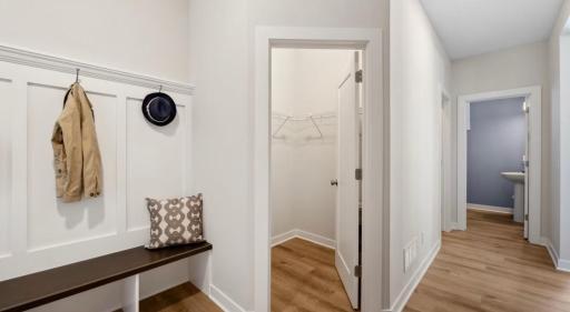 Mudroom with walkin closet