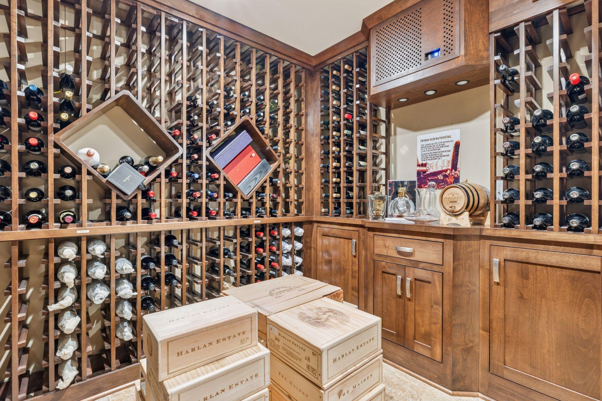 10x9 fully renovated lower-level conditioned wine cellar.