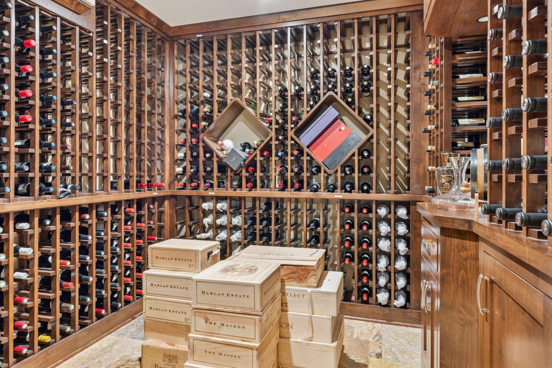 10x9 fully renovated lower-level conditioned wine cellar.