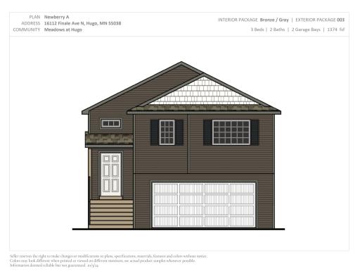 16112 Finale Ave N - Exterior Color Package Rendering. Photos and renderings may not depict actual plan, materials, & finishes may vary. All measurements are approximate.