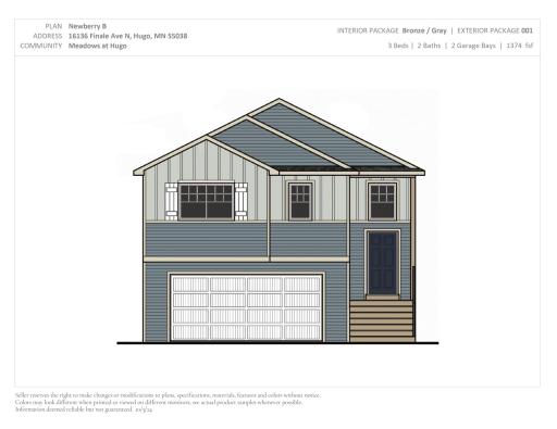 16136 Finale Ave N - Exterior Rendering. Photos and renderings may not depict actual plan, materials, & finishes may vary. All measurements are approximate.
