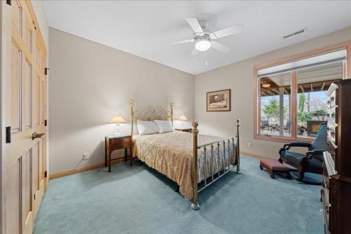 1 of 3 bedrooms on lower level. They all have ceiling fans.