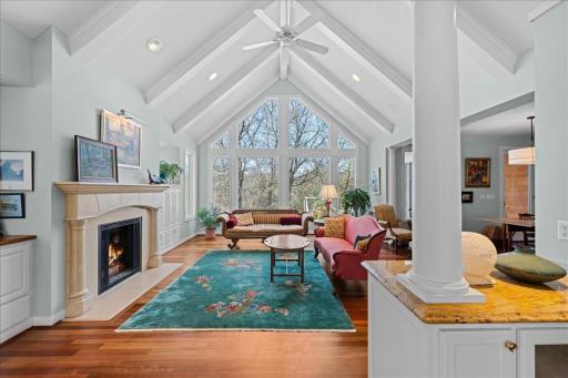 Beautiful trapezoid windows in great room.