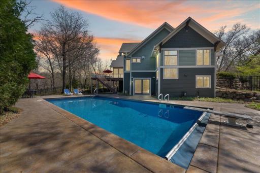 20x40 heated pool with depths from 3 to 8 ft.