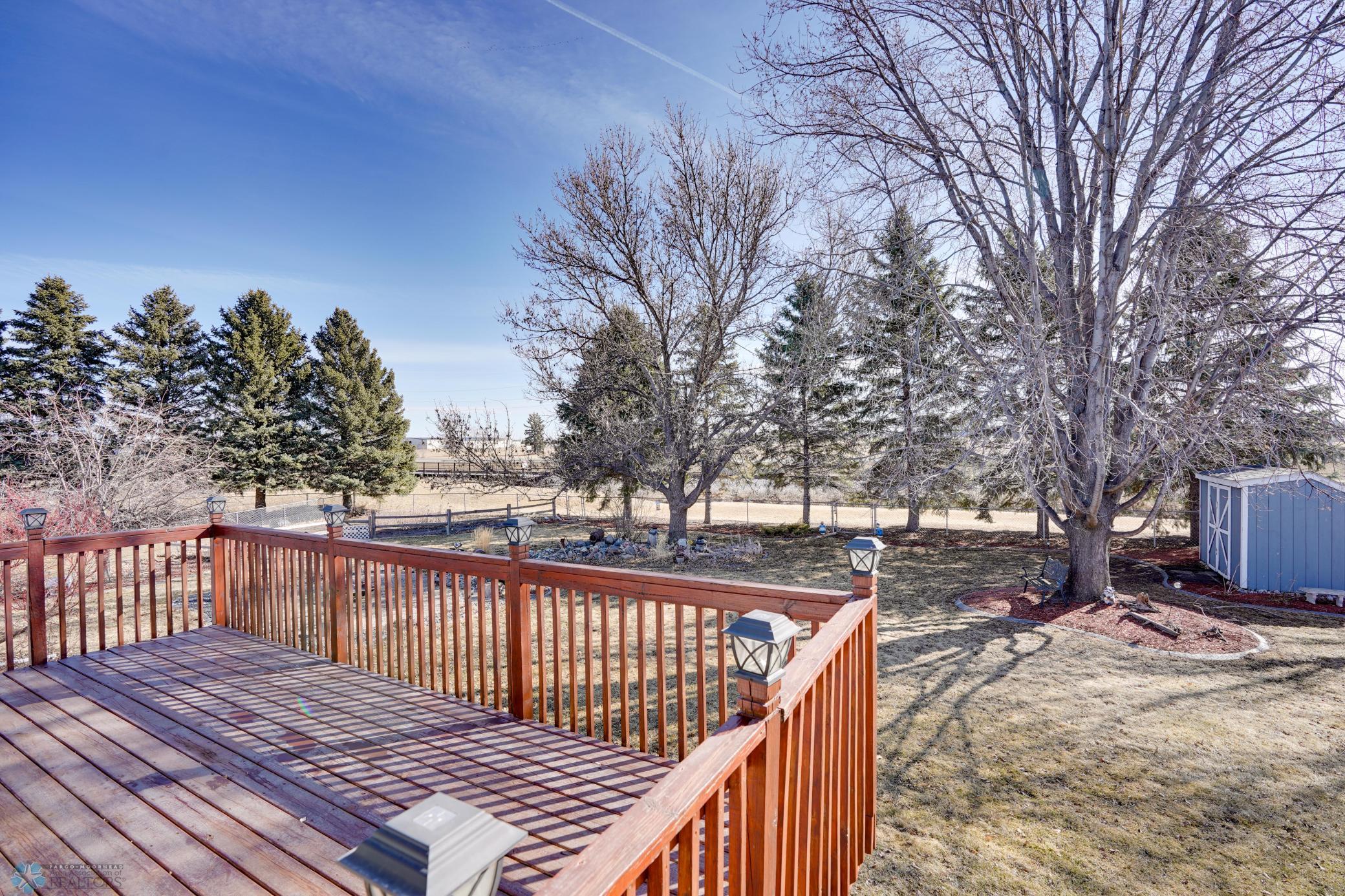 Wood deck w/ post lighting