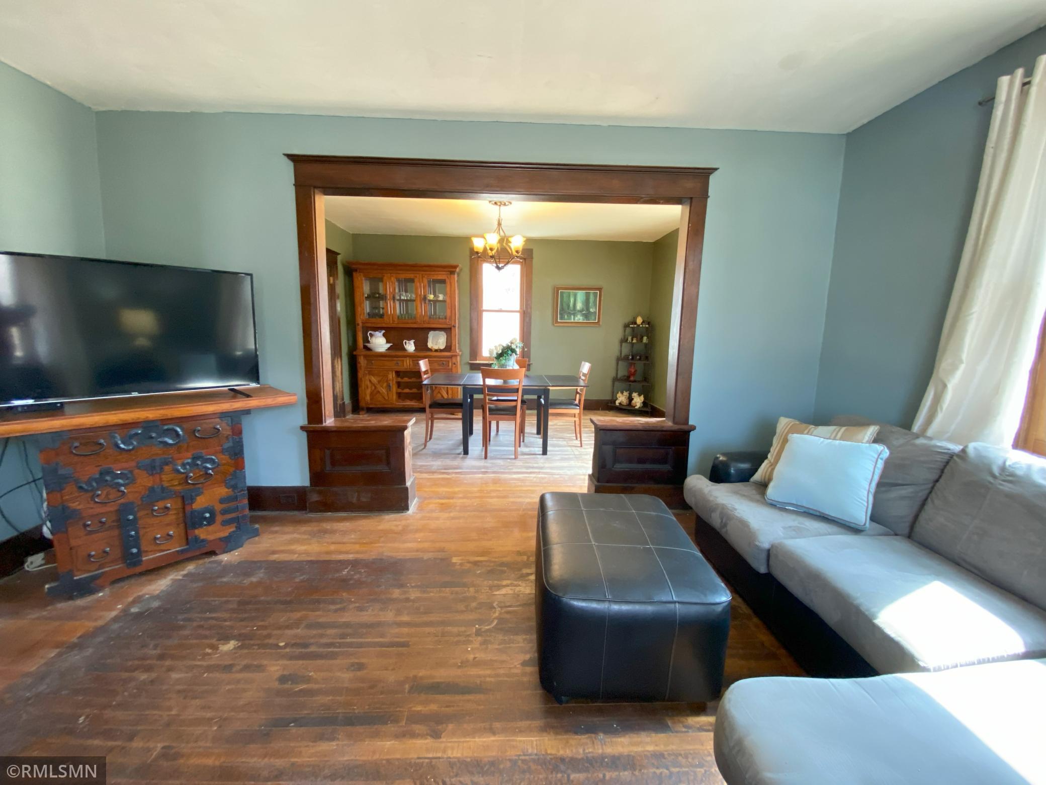 Living room looking into dining