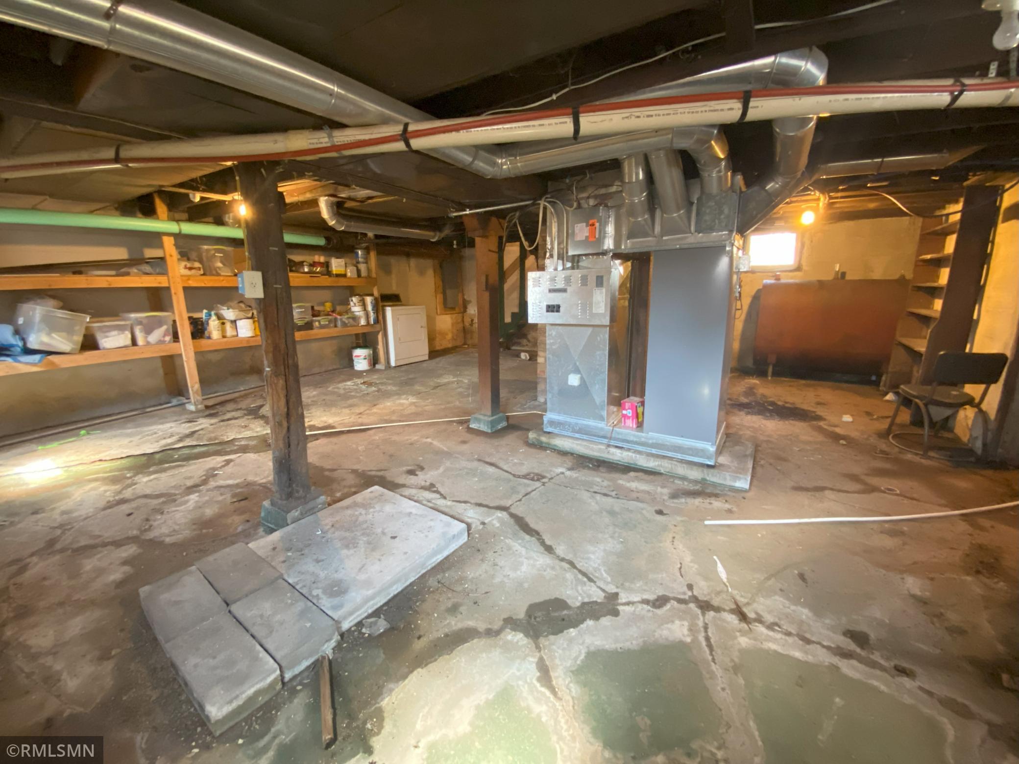 Basement has lots of storage