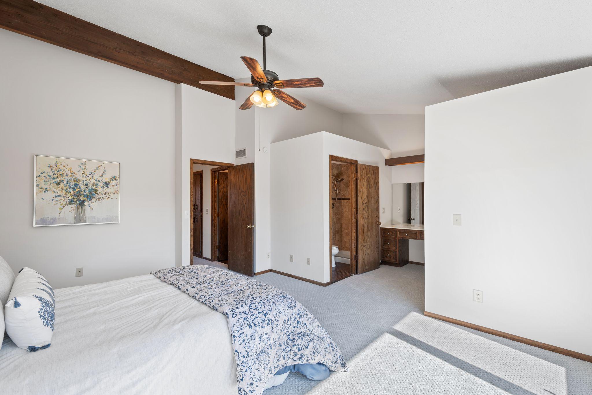 Vaulted ceilings in the upper bedrooms
