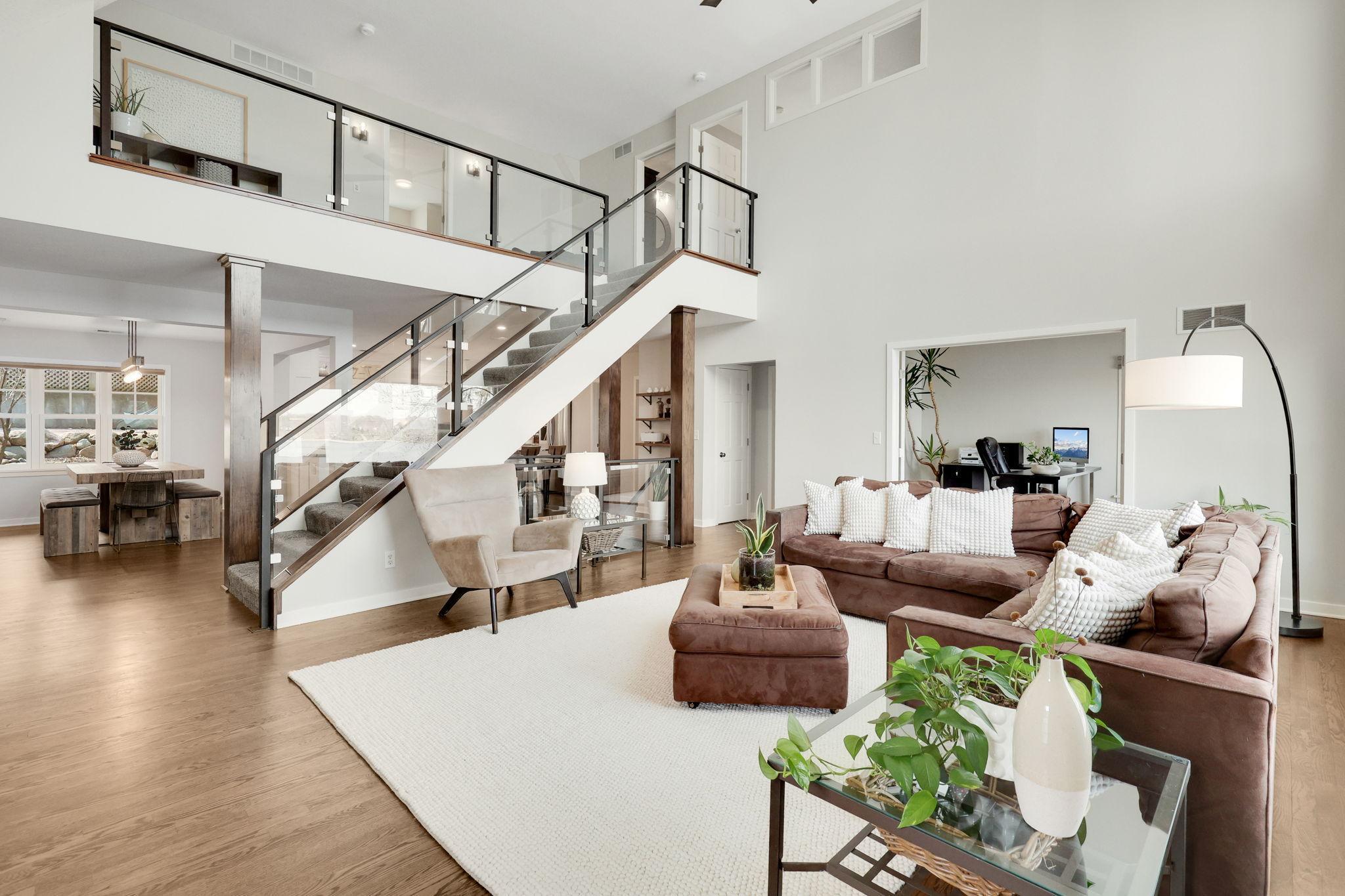 Great room is open to the upper level