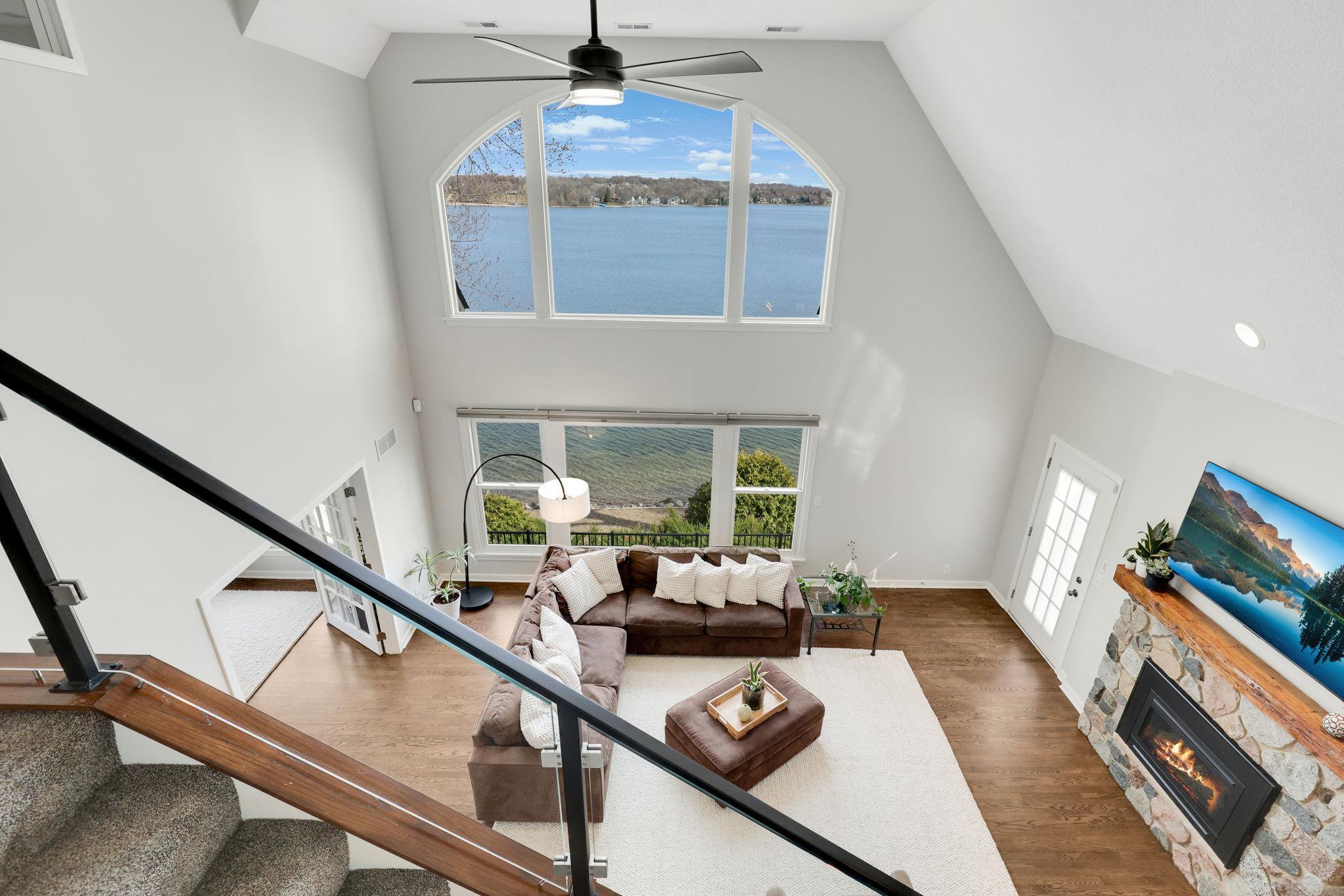 another view of the lake from the upper level