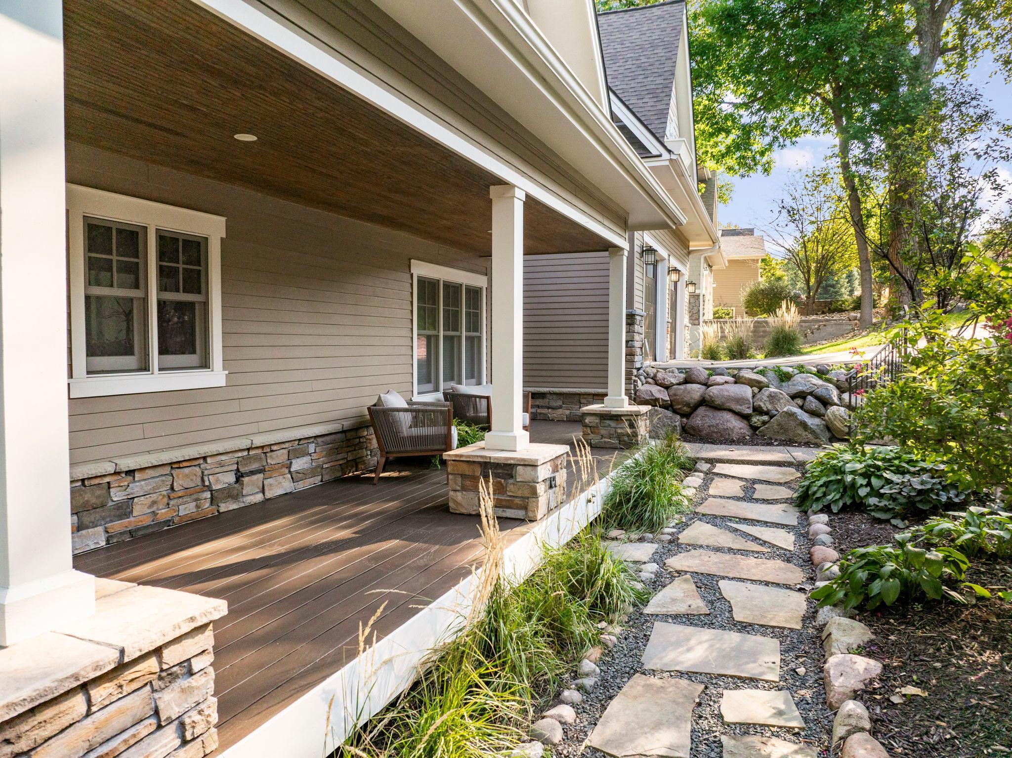 front porch with stone walkway