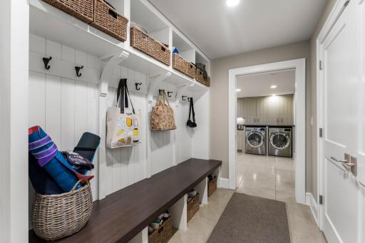 Mud area has floor to ceiling easy quick spots for being on the go!