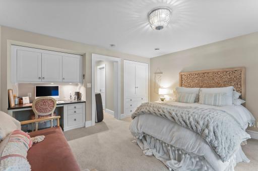 Lower level suite that offers built in desk and a full bath!