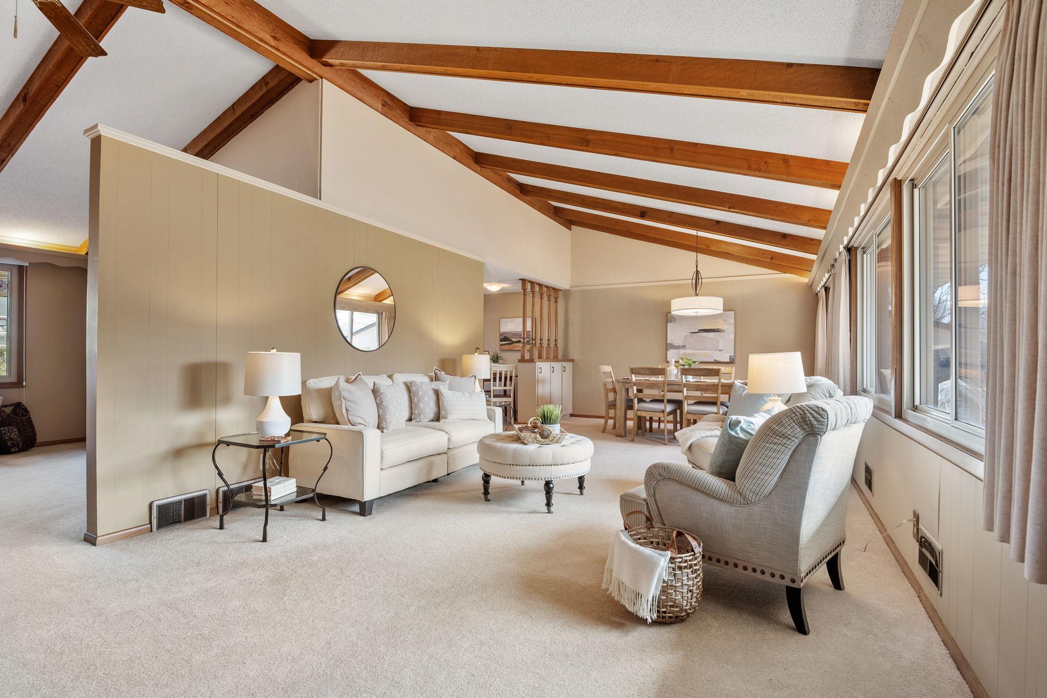 living room with dining attached