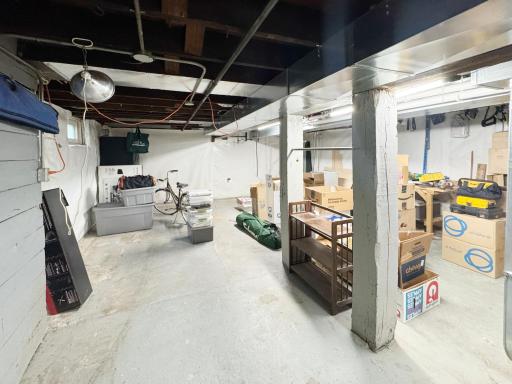 Basement storage and laundry area.