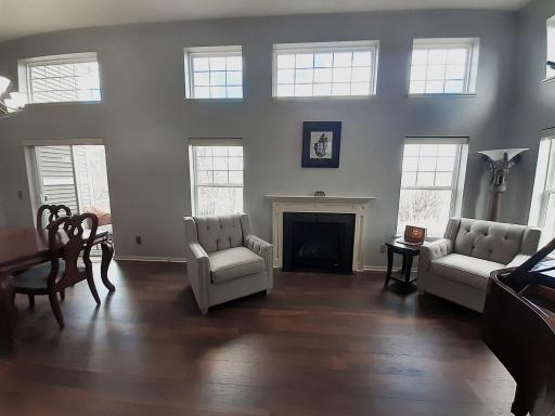 Custom Hunter Douglas voice powered remote control shades on main level