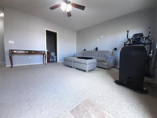 Large family room on lower level walks out to patio