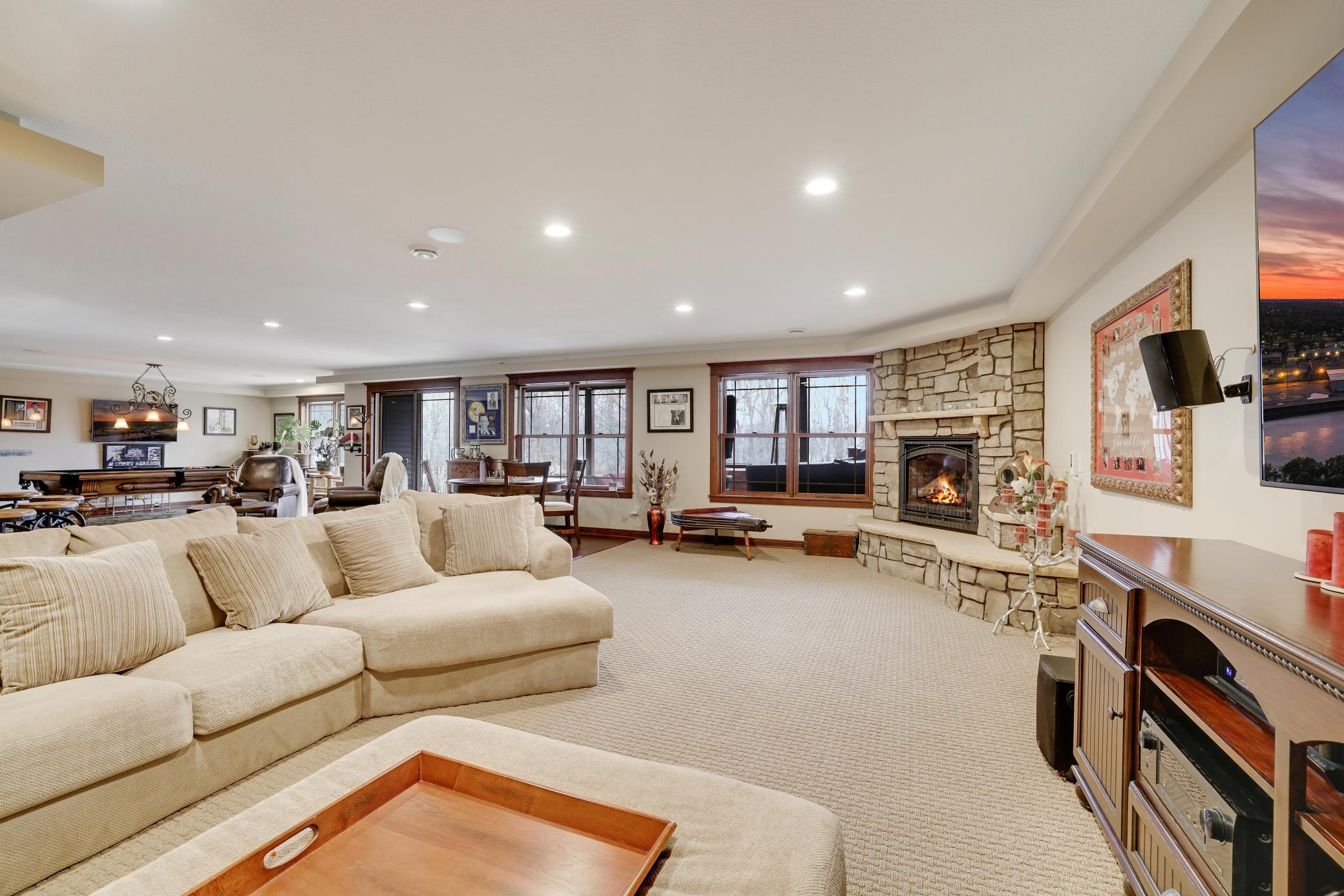 Lower Level Living Room W/ Fireplace
