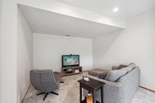 Lower level flex space could be game room, workout space