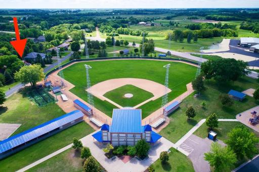 Highland Baseball Park arrow is pointing to 800 Hutchinson