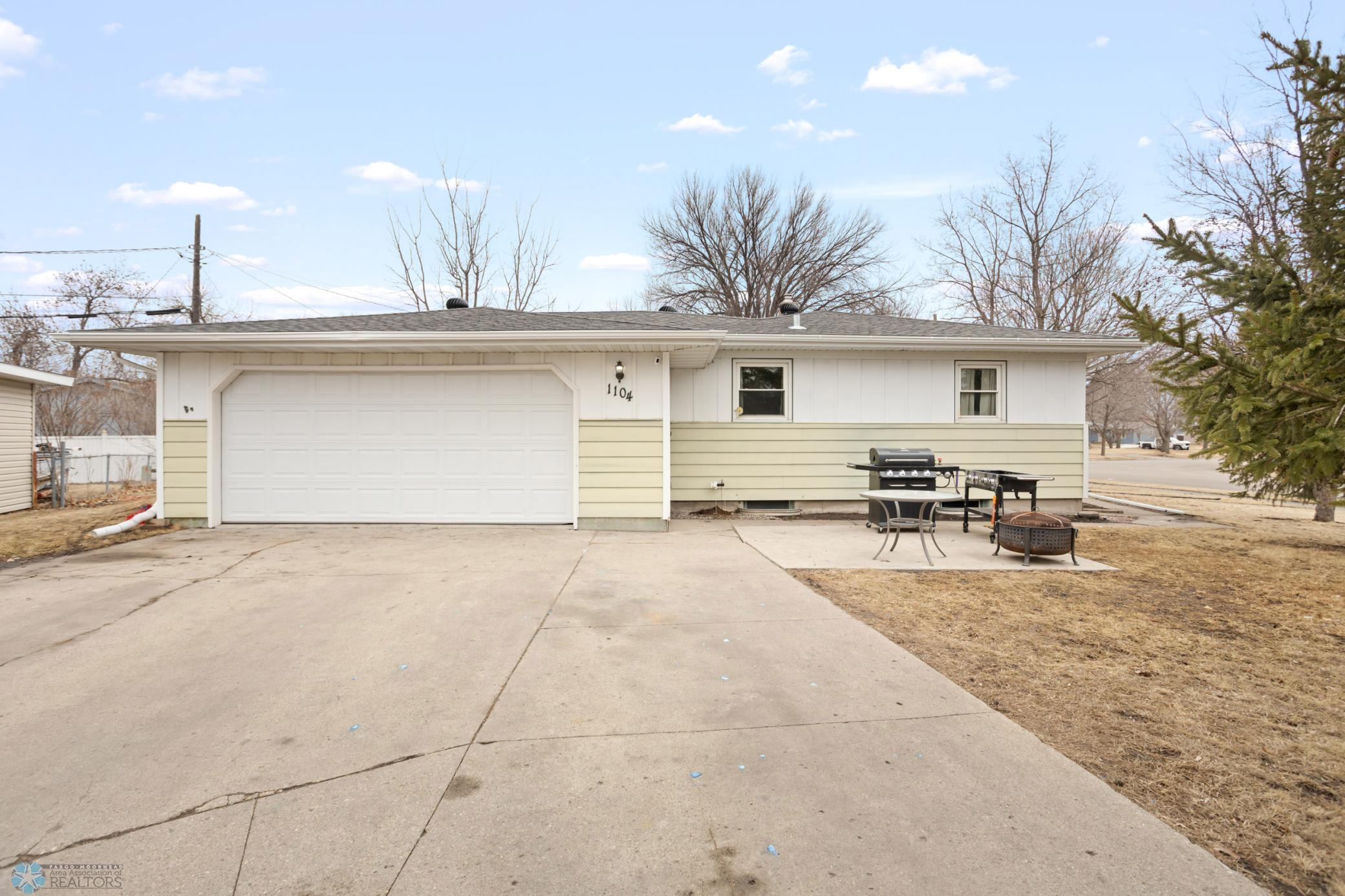 Exterior garage and patio