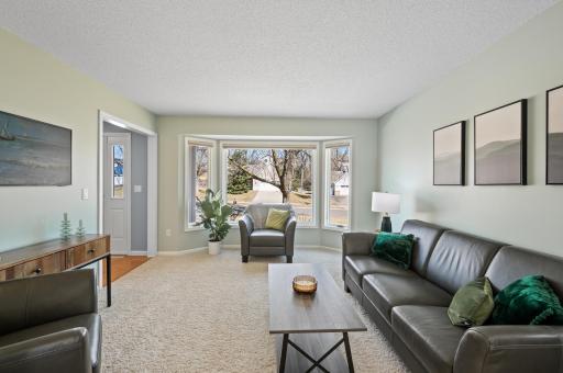 Bay window is the focal point of this spacious living room!
