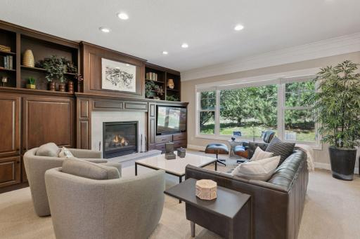 Main level family room with built-ins and gas fireplace!