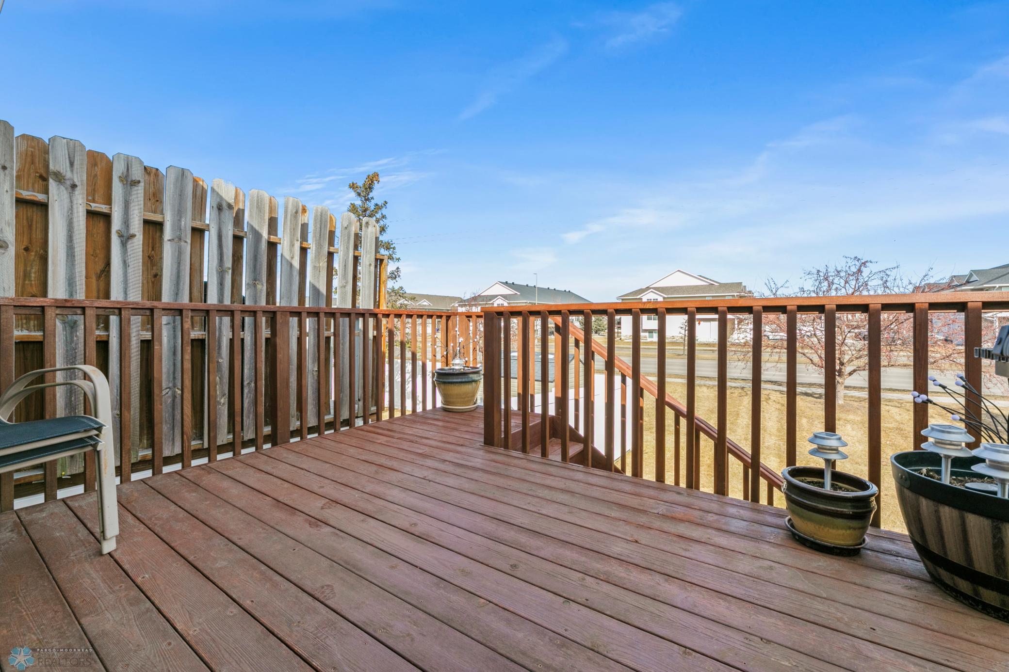 Freshly stained wood deck