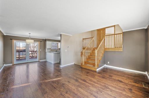 Open concept layout with the living, dining and kitchen on this floor.