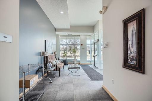 An outward-facing view of the front lobby.