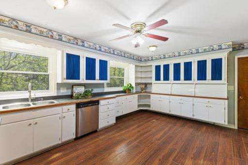 There is not a shortage of cabinetry in this large kitchen!
