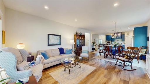 Living area adjoins to informal dining area
