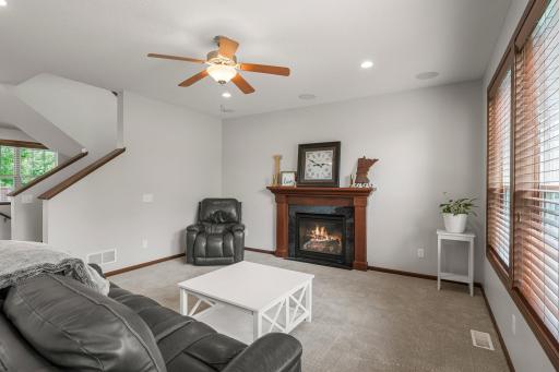 Living room - Gas burning fireplace (Please note: The Flame shown in the fireplace was digitally added for visual effect.)