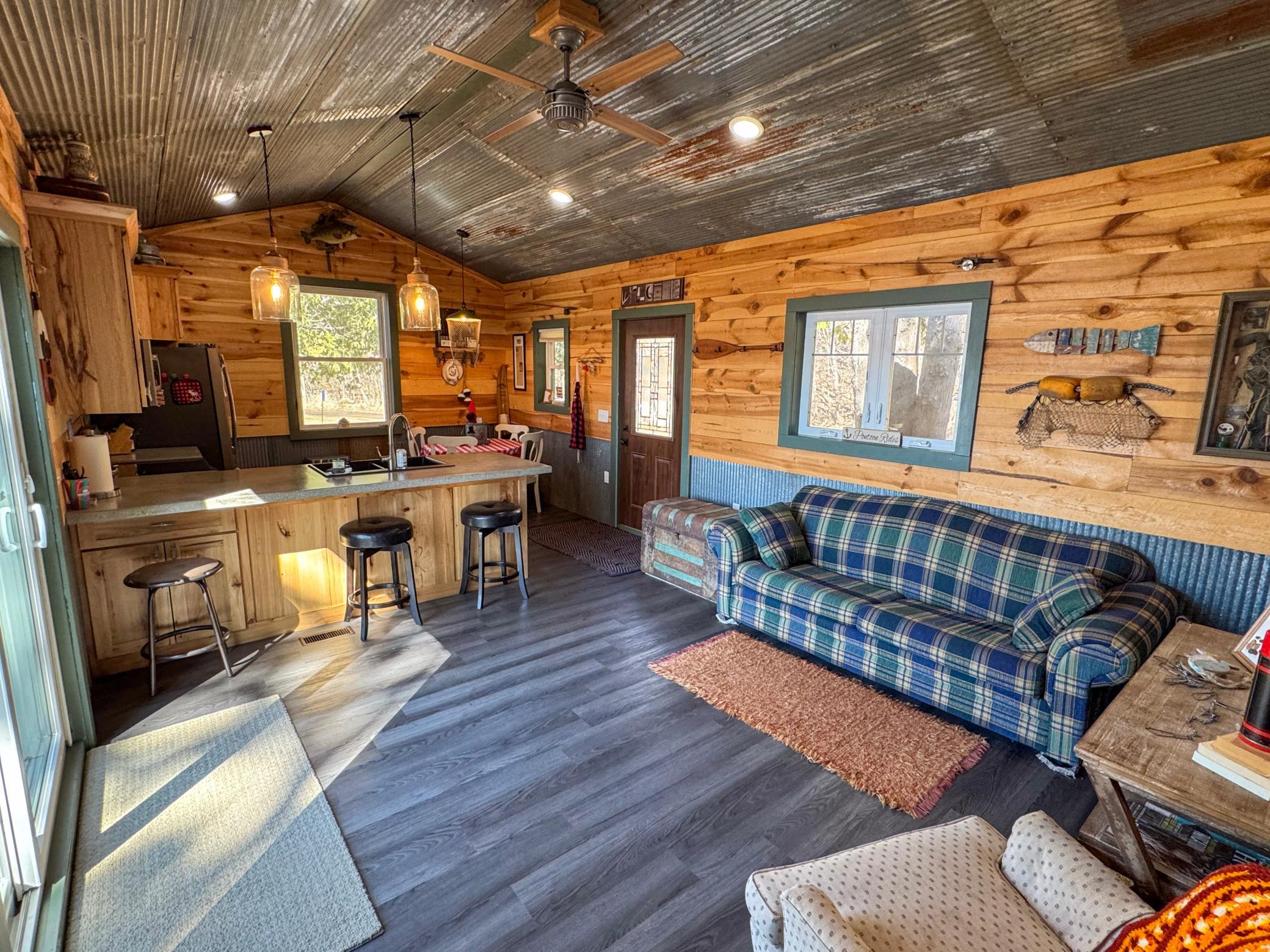 Open-concept living room to kitchen