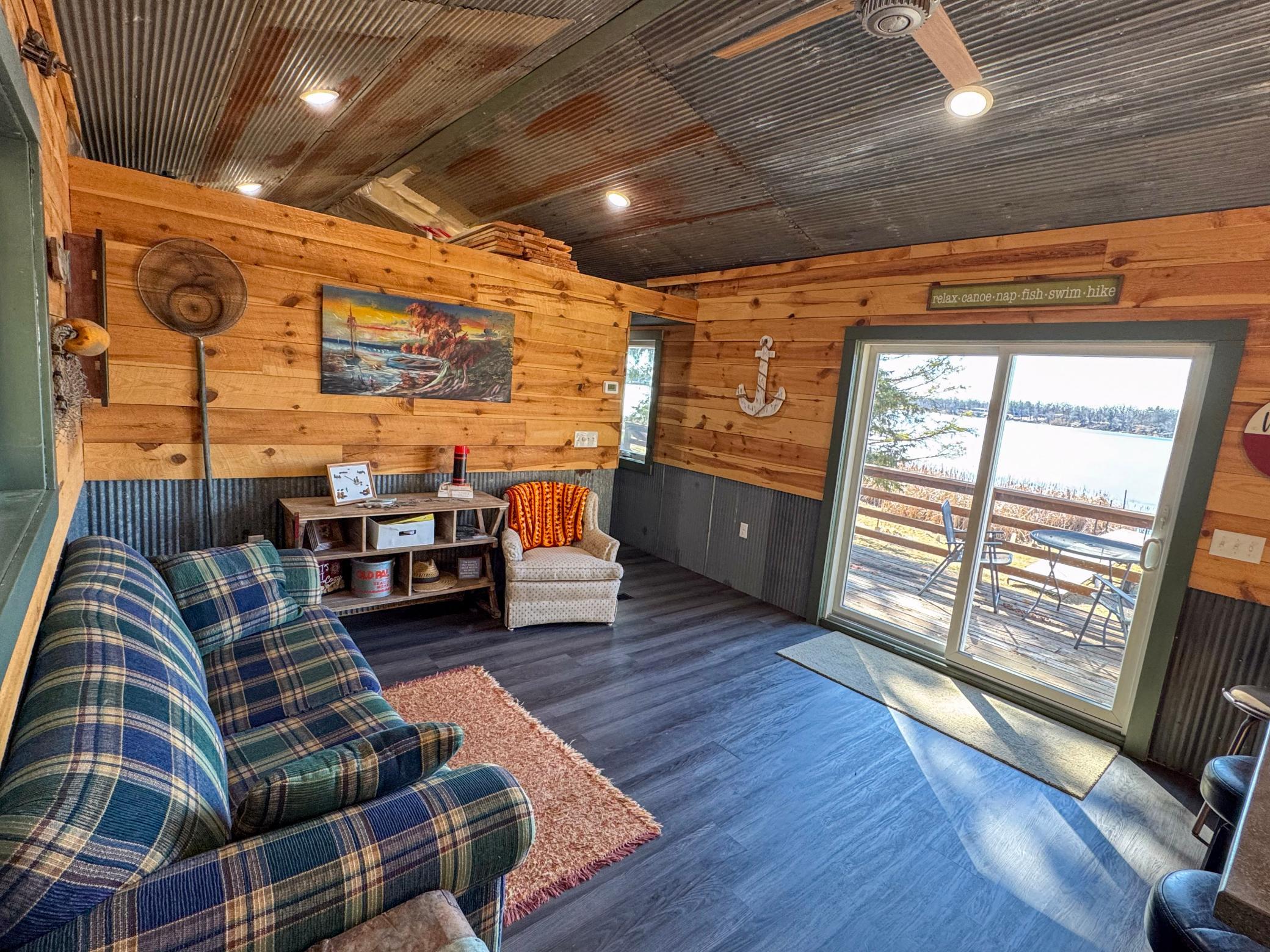 Living room with sliding doors to back deck